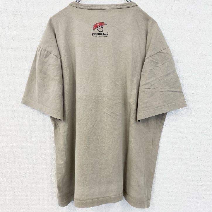 古着 used　VIRGULINO　半袖プリントTシャツ　馬　ホース　ブラジル　レトロデザイン　ベージュ　XLサイズ