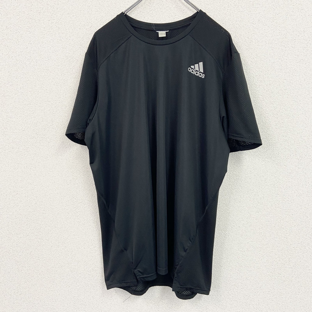adidas　アディダス　半袖Tシャツ　パフォーマンスロゴ　切り替え　黒　ブラック