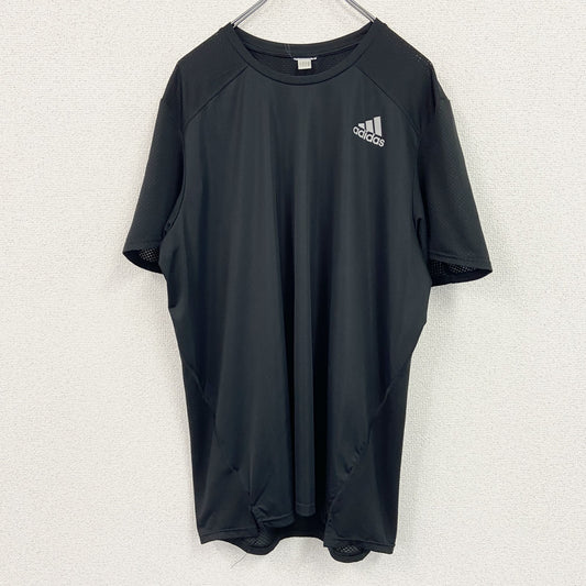 adidas　アディダス　半袖Tシャツ　パフォーマンスロゴ　切り替え　黒　ブラック