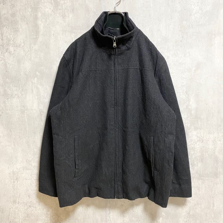 古着 used　CalvinKlein　カルバンクライン　長袖ハイネックジップアップブルゾン　キルティング　黒　ブラック　Lサイズ