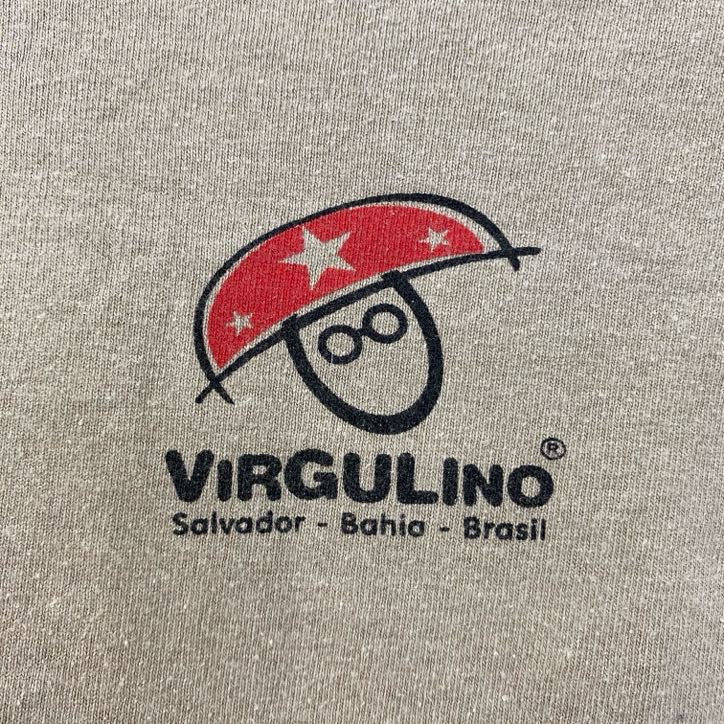 古着 used　VIRGULINO　半袖プリントTシャツ　馬　ホース　ブラジル　レトロデザイン　ベージュ　XLサイズ