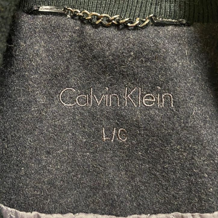 古着 used　CalvinKlein　カルバンクライン　長袖ハイネックジップアップブルゾン　キルティング　黒　ブラック　Lサイズ