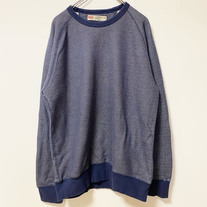古着 used　Levi’s リーバイス　長袖スウェット　トレーナー　クルーネック　ブルー　シンプル　XLサイズ