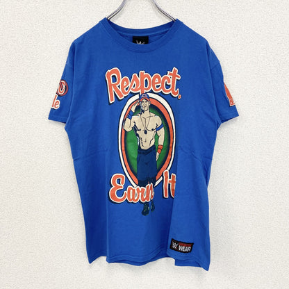 AUTHENTIC　半袖プリントTシャツ　ビックデザイン　両面プリント　クルーネック　青　ブルー　Mサイズ