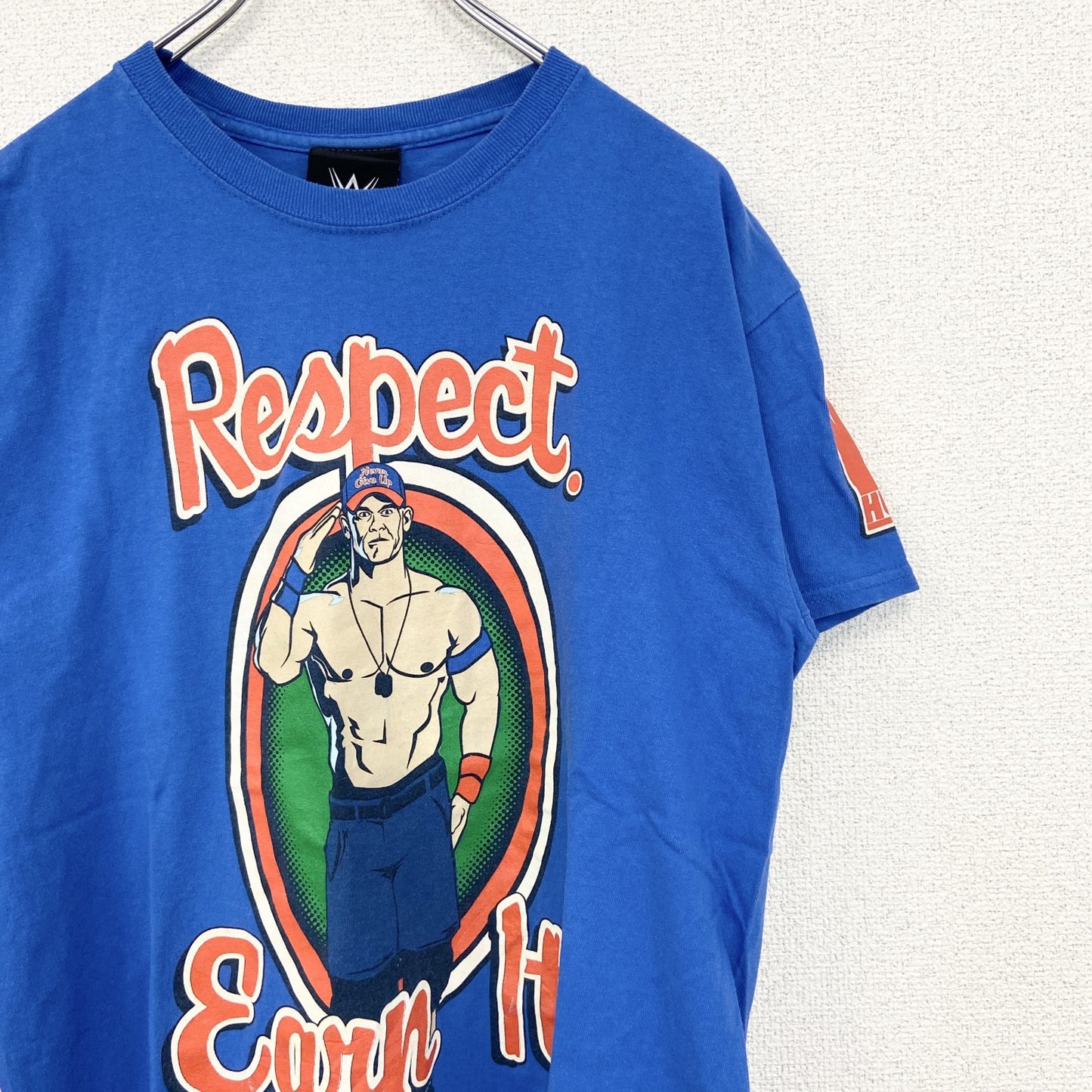 AUTHENTIC　半袖プリントTシャツ　ビックデザイン　両面プリント　クルーネック　青　ブルー　Mサイズ