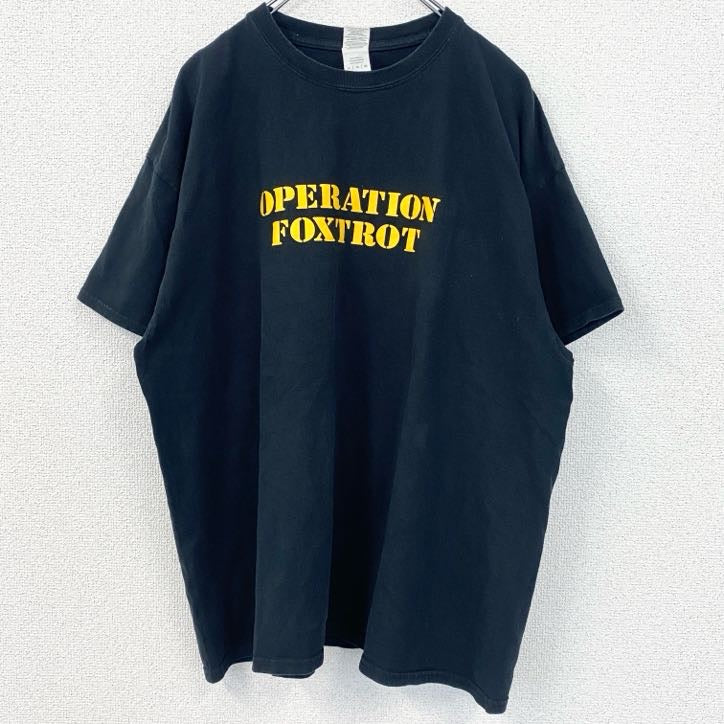 古着 used　GILDAN ギルダン　半袖プリントTシャツ　OPERATION　FOXTROT　黒　ブラック　XLサイズ