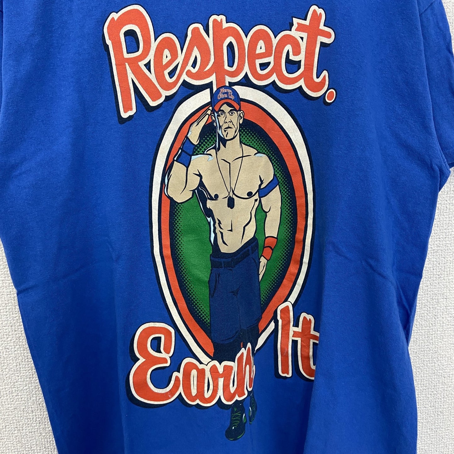 AUTHENTIC　半袖プリントTシャツ　ビックデザイン　両面プリント　クルーネック　青　ブルー　Mサイズ