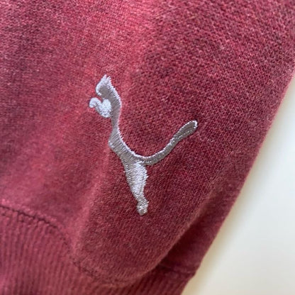古着 used　PUMA プーマ　長袖ビッグロゴデザインスウェット　トレーナー　クルーネック　赤　フロントポケット　Mサイズ