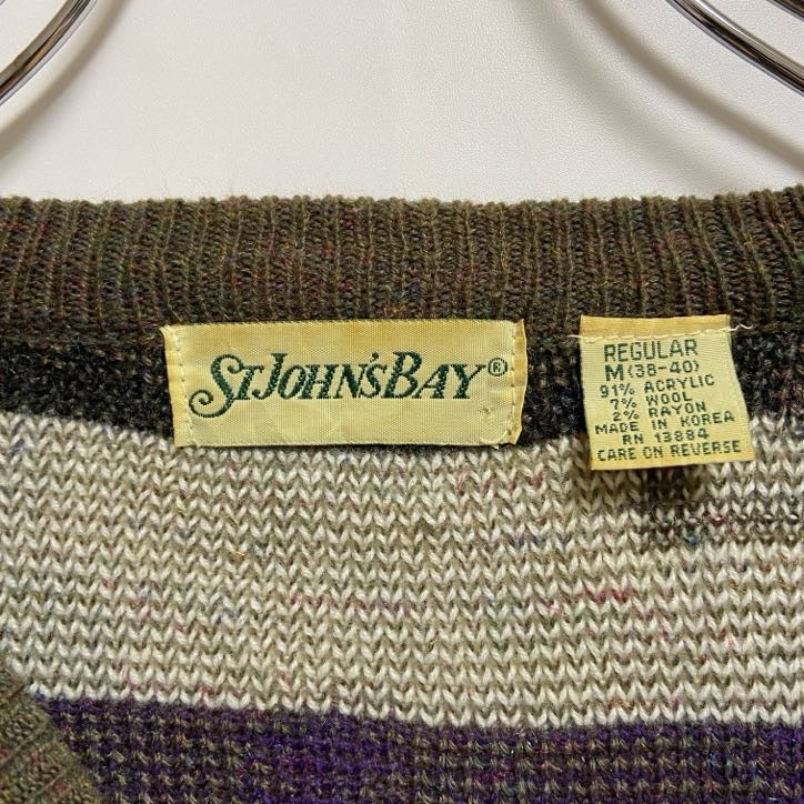 古着 used　～90s　ST JOHN'SBAY セントジョンズベイ　長袖総柄ニット　セーター　ヴィンテージ　Mサイズ