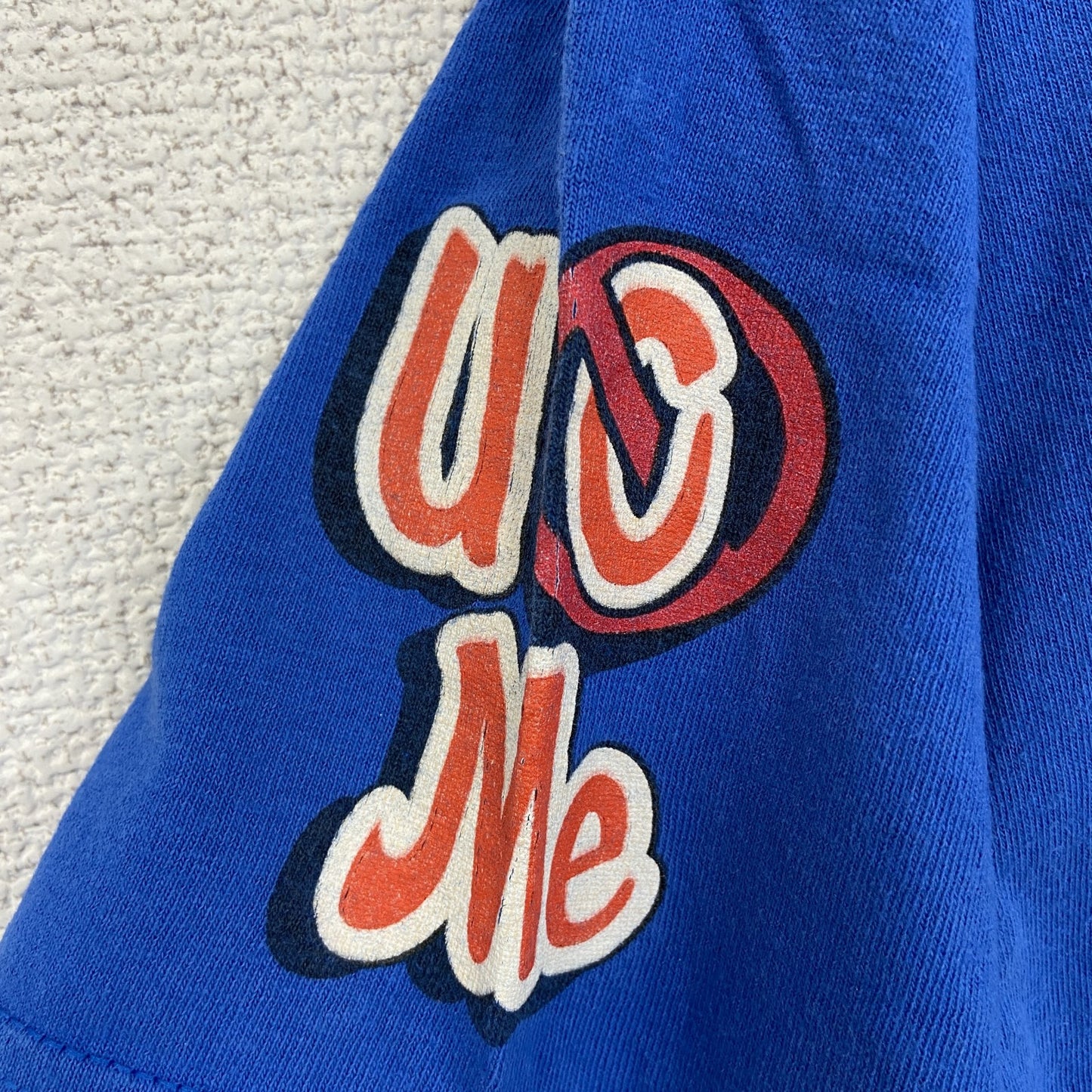 AUTHENTIC　半袖プリントTシャツ　ビックデザイン　両面プリント　クルーネック　青　ブルー　Mサイズ