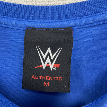 AUTHENTIC　半袖プリントTシャツ　ビックデザイン　両面プリント　クルーネック　青　ブルー　Mサイズ