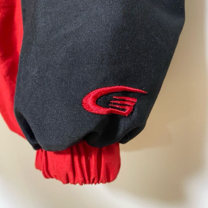 古着 used　58SPORTS　長袖刺繍ナイロンプルオーバー　ウインドブレーカー　ワッペン刺繍　レッド　ユタ州　XLサイズ