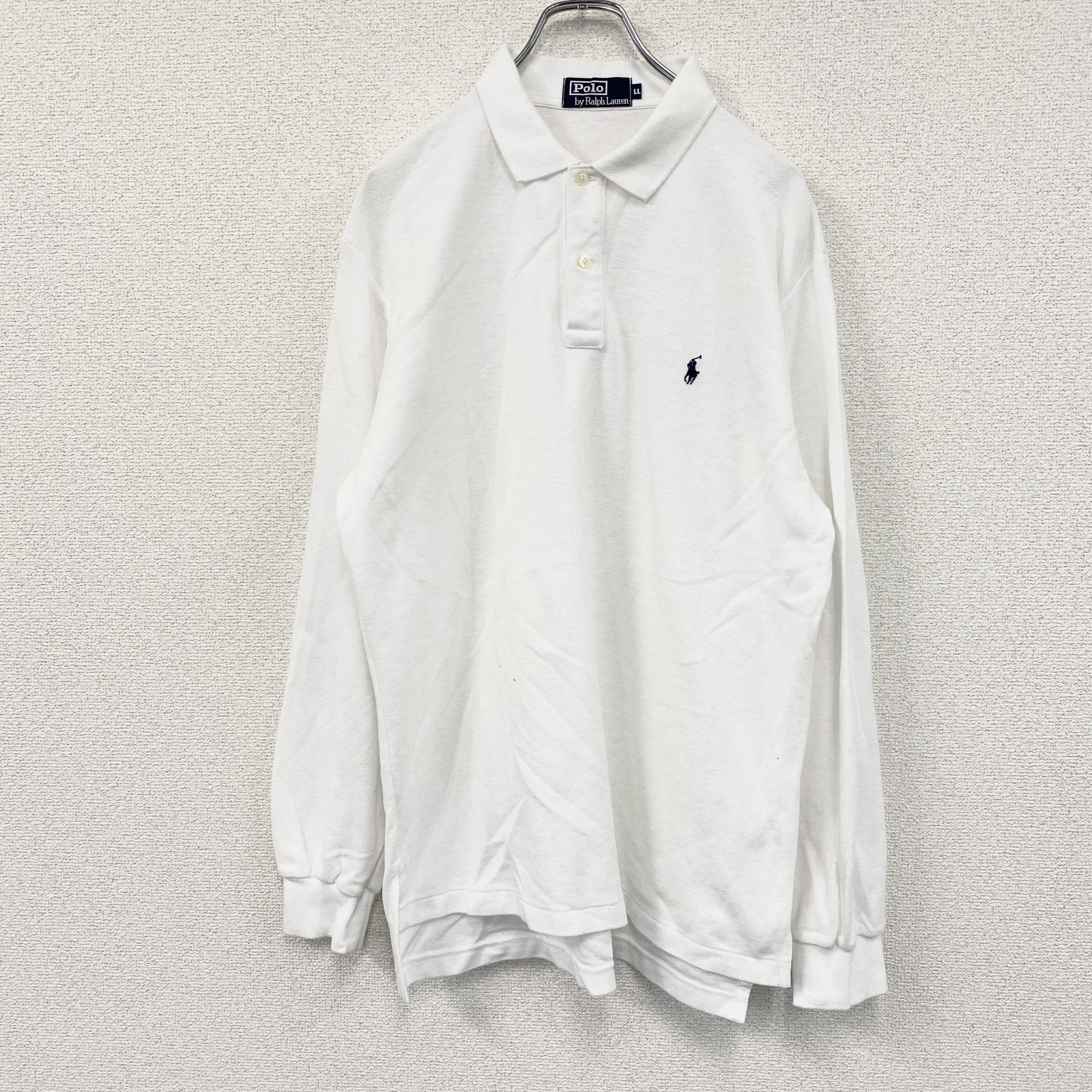 Polo by Ralph Laure　ポロバイラルフローレン　長袖ポロシャツ　刺繍ロゴ　白　ホワイト　LLサイズ
