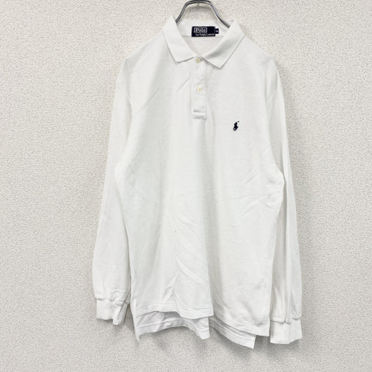 Polo by Ralph Laure　ポロバイラルフローレン　長袖ポロシャツ　刺繍ロゴ　白　ホワイト　LLサイズ