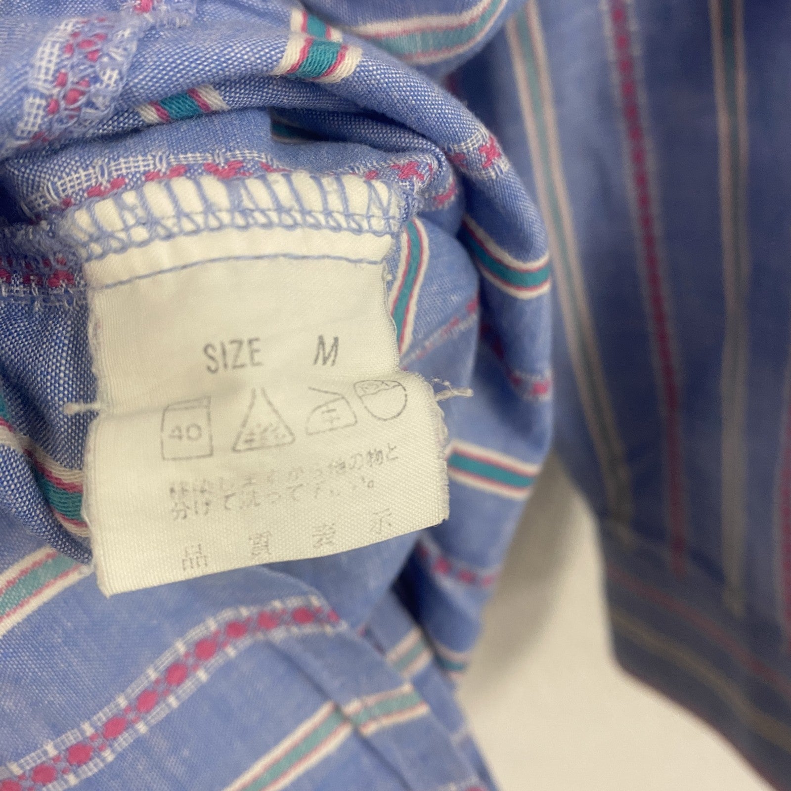 Levi’s　リーバイス　長袖ボタンダウンシャツ　ストライプ柄　水色　ライトブルー　Mサイズ