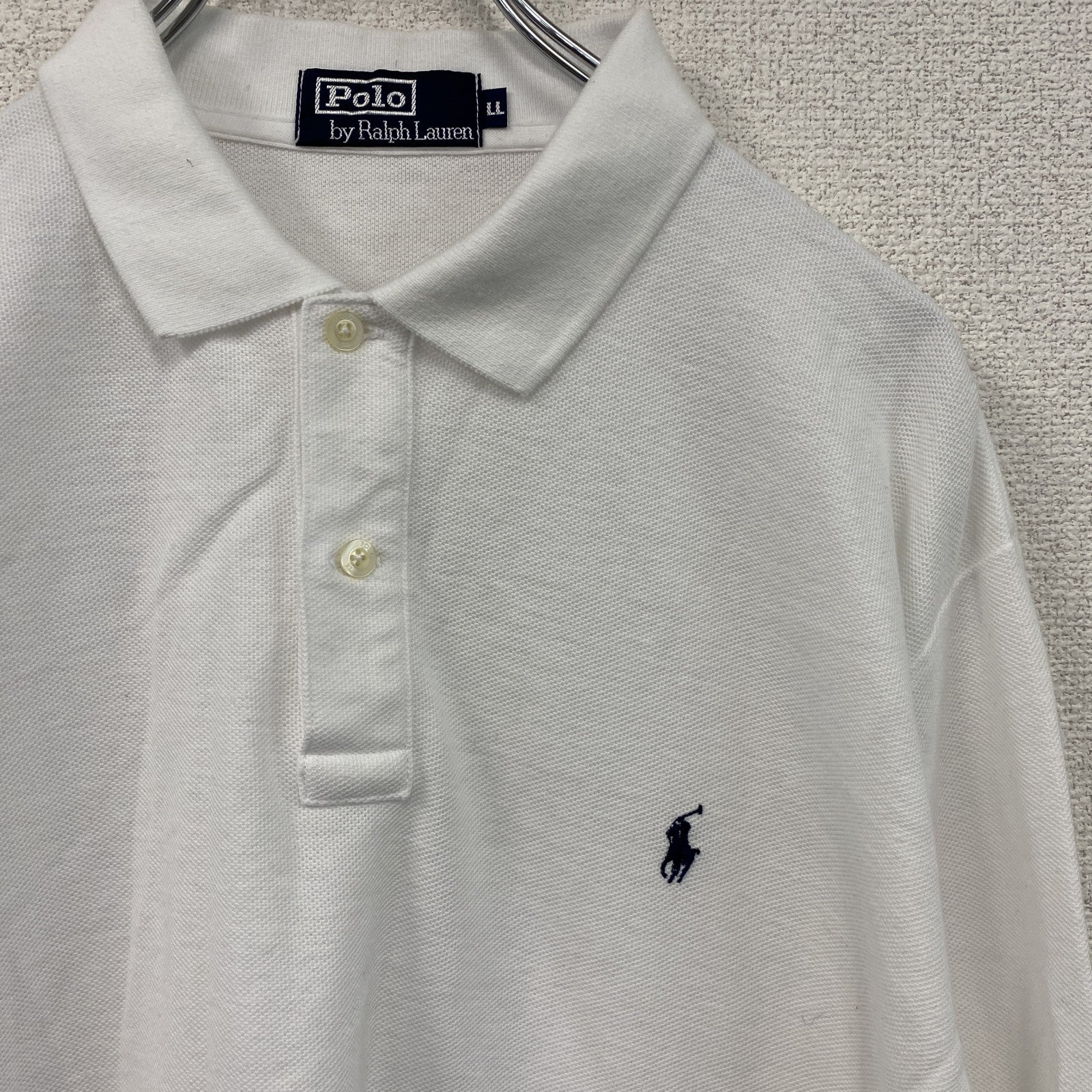 Polo by Ralph Laure　ポロバイラルフローレン　長袖ポロシャツ　刺繍ロゴ　白　ホワイト　LLサイズ