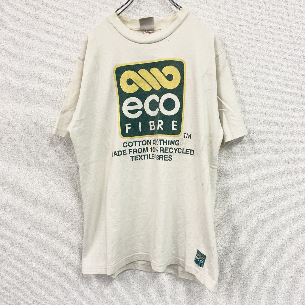 ECO FIBRE　半袖プリントTシャツ　ベージュ　Lサイズ