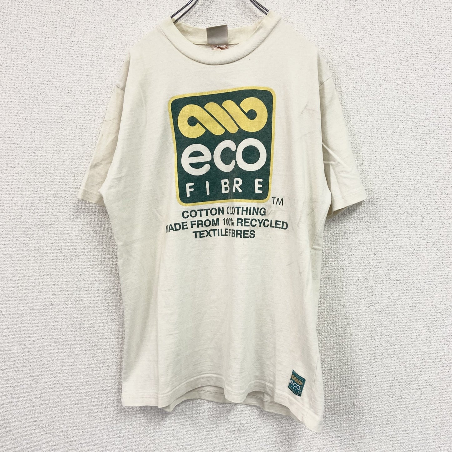 ECO FIBRE　半袖プリントTシャツ　ベージュ　Lサイズ