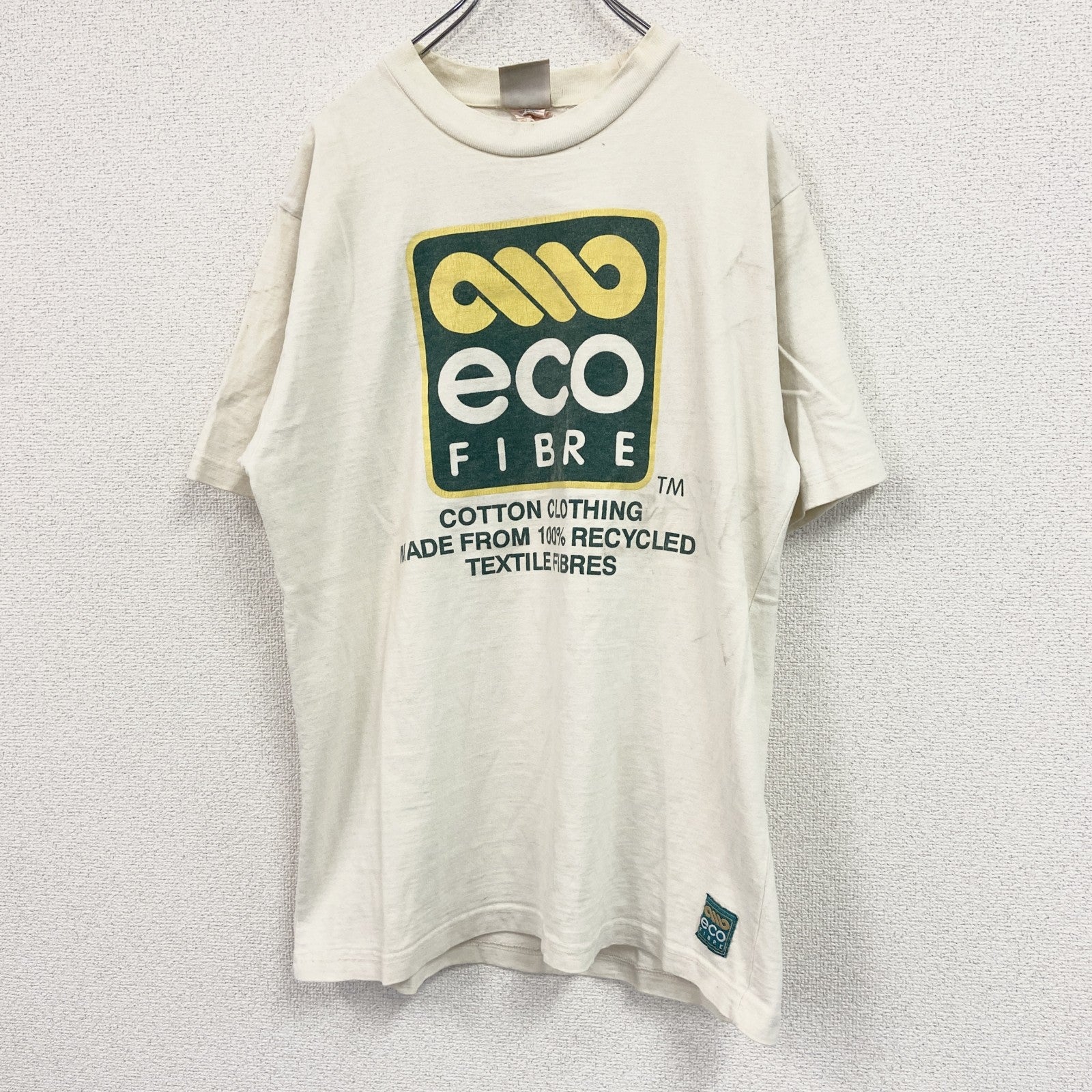 ECO FIBRE　半袖プリントTシャツ　ベージュ　Lサイズ