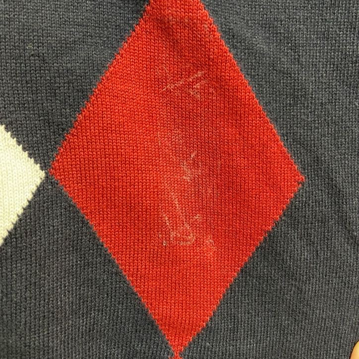 古着 used　U.S.POLOASSN　ユーエスポロアッスン　ポイント刺ニットベスト　ダイヤ柄　Vネック　ネイビー　Mサイズ