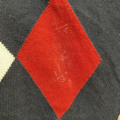 古着 used　U.S.POLOASSN　ユーエスポロアッスン　ポイント刺ニットベスト　ダイヤ柄　Vネック　ネイビー　Mサイズ