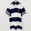 POLO RALPH LAUREN　ポロラルフローレン　半袖ポロシャツ　ビックポニー　刺ロゴ　ボーダー　紺　ネイビー　白　ホワイト　Mサイズ