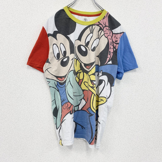 Mickey&Co.　ミッキーマウス　ミニーマウス　ドナルドダック　半袖プリントTシャツ　マルチカラー　Mサイズ