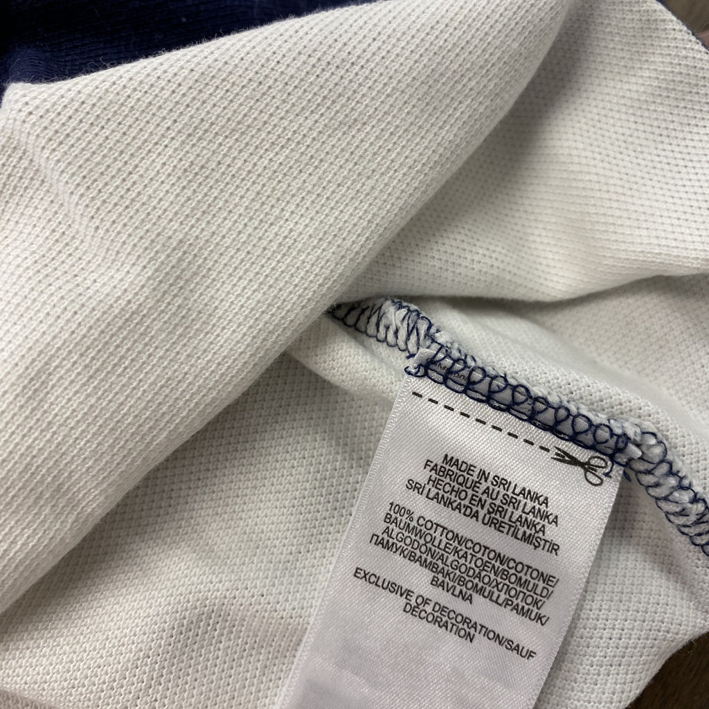 POLO RALPH LAUREN　ポロラルフローレン　半袖ポロシャツ　ビックポニー　刺ロゴ　ボーダー　紺　ネイビー　白　ホワイト　Mサイズ
