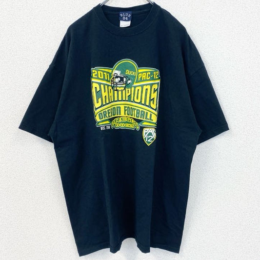 古着 used　BLUE84　2011　OREBON　FOOTBALL　フットボール　半袖プリントTシャツ　ネイビー　XXLサイズ