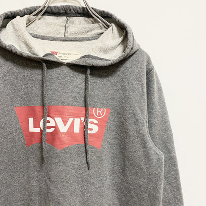 古着 used　Levi’s　リーバイス　長袖ロゴプリントパーカー　スウェットフーディ　グレー　秋冬服　Sサイズ