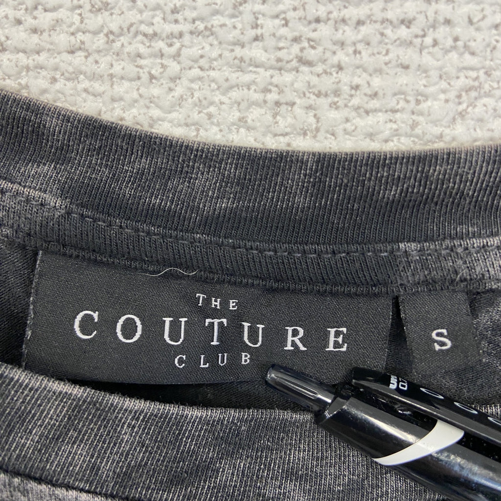 古着 used　THE COUTURE CLUB　半袖プリントノースリーブトップス　スカル　ドクロ　クルーネック　灰色　Sサイズ