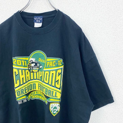 古着 used　BLUE84　2011　OREBON　FOOTBALL　フットボール　半袖プリントTシャツ　ネイビー　XXLサイズ