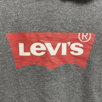 古着 used　Levi’s　リーバイス　長袖ロゴプリントパーカー　スウェットフーディ　グレー　秋冬服　Sサイズ