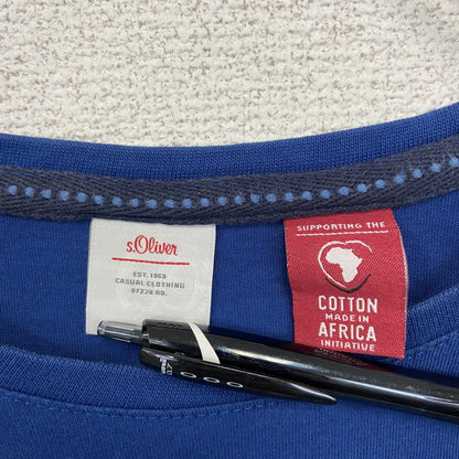 古着 used　s.Oliver　半袖プリントTシャツ　HOT ROD　クラシックカー　クルーネック　カジュアル　青　Lサイズ