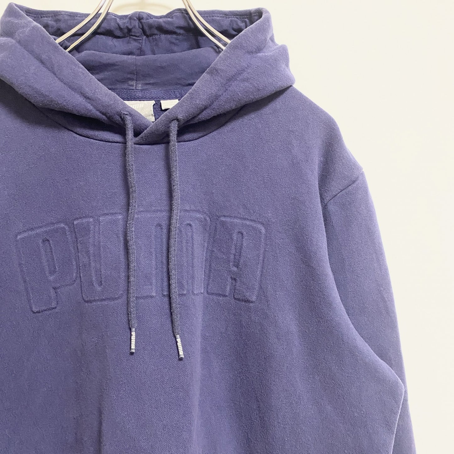 古着 used　PUMA　プーマ　長袖立体ロゴパーカー　スウェットフーディ　シンプル　ネイビー　秋冬服　Sサイズ