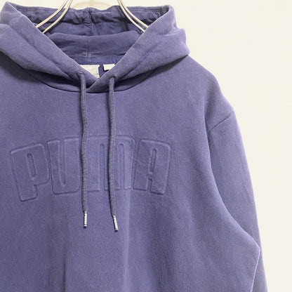 古着 used　PUMA　プーマ　長袖立体ロゴパーカー　スウェットフーディ　シンプル　ネイビー　秋冬服　Sサイズ