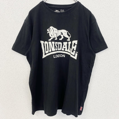 古着 used　LONSDALE　LONDON　ロンズデール　ロンドン　半袖プリントTシャツ　レトロ　黒　ブラック　Lサイズ