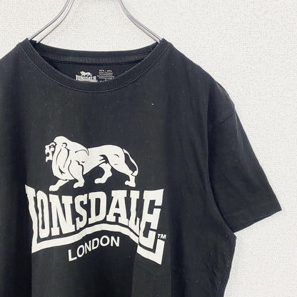 古着 used　LONSDALE　LONDON　ロンズデール　ロンドン　半袖プリントTシャツ　レトロ　黒　ブラック　Lサイズ