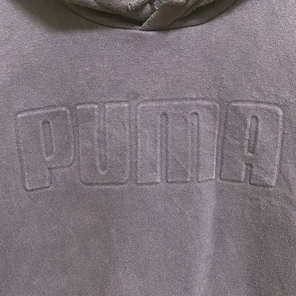 古着 used　PUMA　プーマ　長袖立体ロゴパーカー　スウェットフーディ　シンプル　ネイビー　秋冬服　Sサイズ