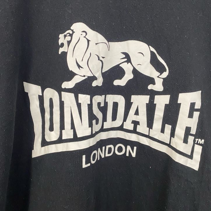 古着 used　LONSDALE　LONDON　ロンズデール　ロンドン　半袖プリントTシャツ　レトロ　黒　ブラック　Lサイズ