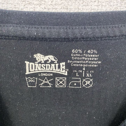 古着 used　LONSDALE　LONDON　ロンズデール　ロンドン　半袖プリントTシャツ　レトロ　黒　ブラック　Lサイズ