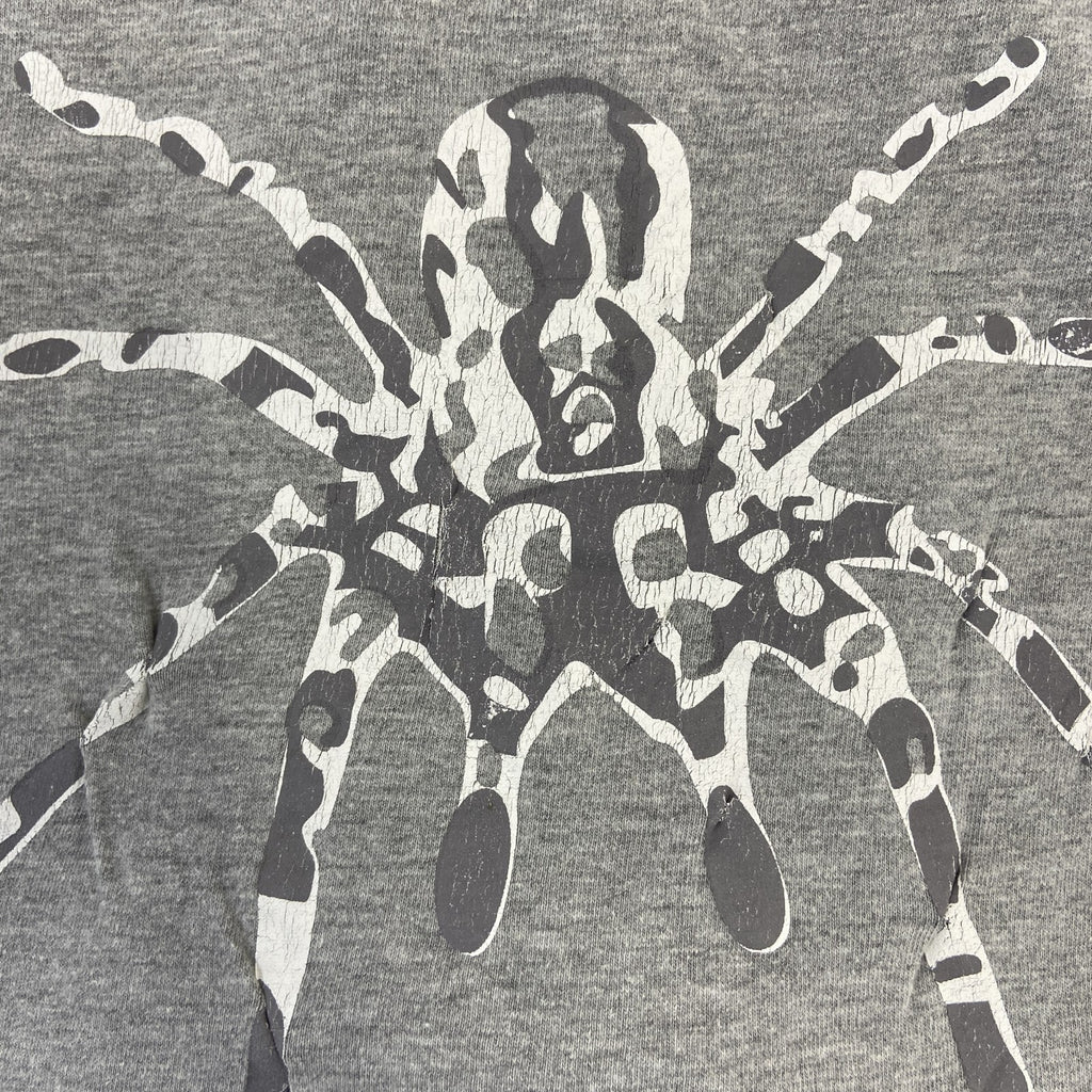 00s　LooKS4u　半袖プリントアニマルTシャツ　スパイダー　蜘蛛　クルーネック　ヴィンテージ　灰色　グレー