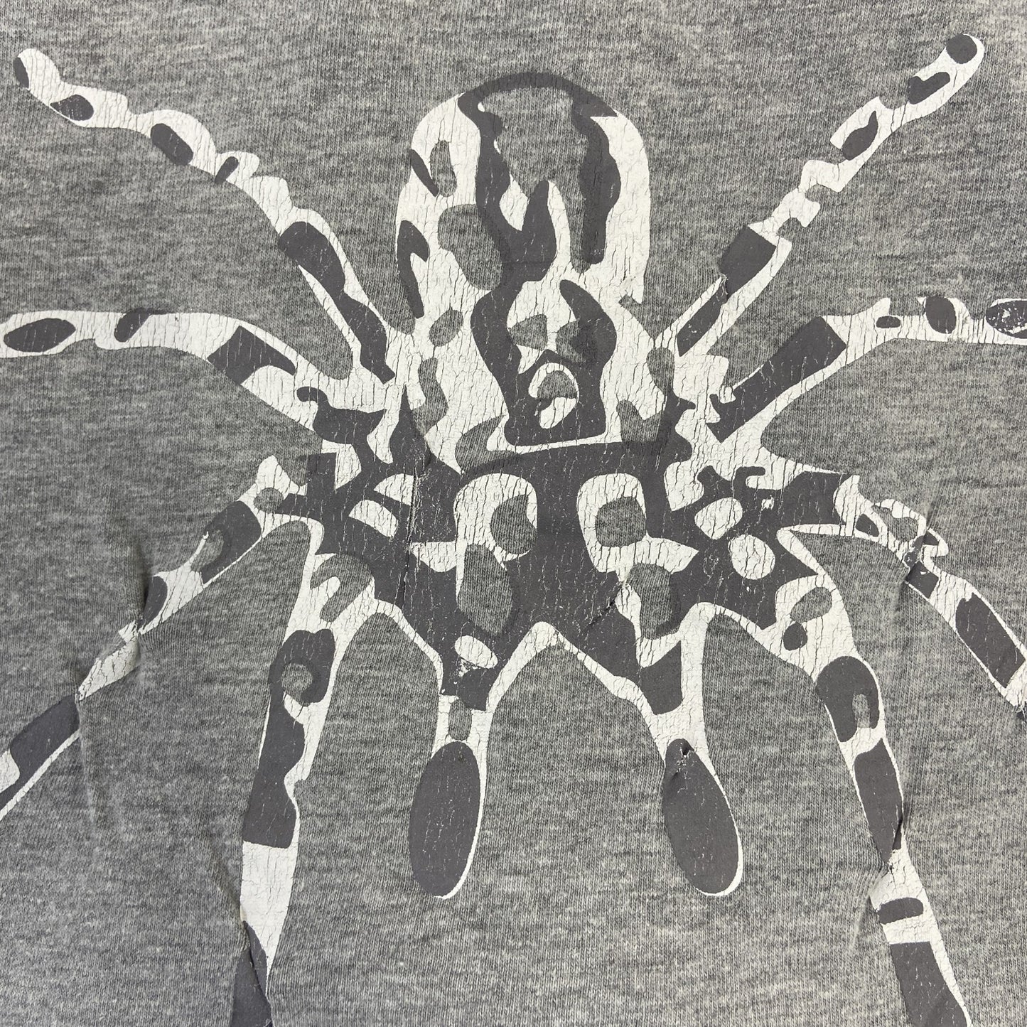 00s　LooKS4u　半袖プリントアニマルTシャツ　スパイダー　蜘蛛　クルーネック　ヴィンテージ　灰色　グレー