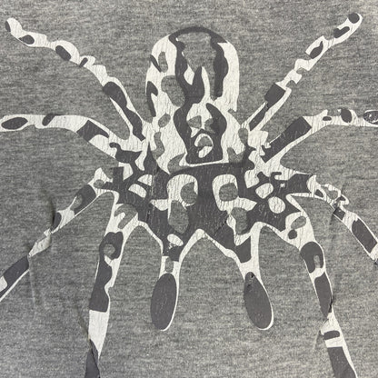 00s　LooKS4u　半袖プリントアニマルTシャツ　スパイダー　蜘蛛　クルーネック　ヴィンテージ　灰色　グレー