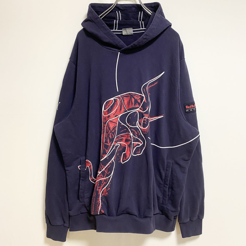 古着 used　PUMA　長袖プリントパーカー　スウェットフーディ　RedBull RACING　ビッグシルエット　2XLサイズ