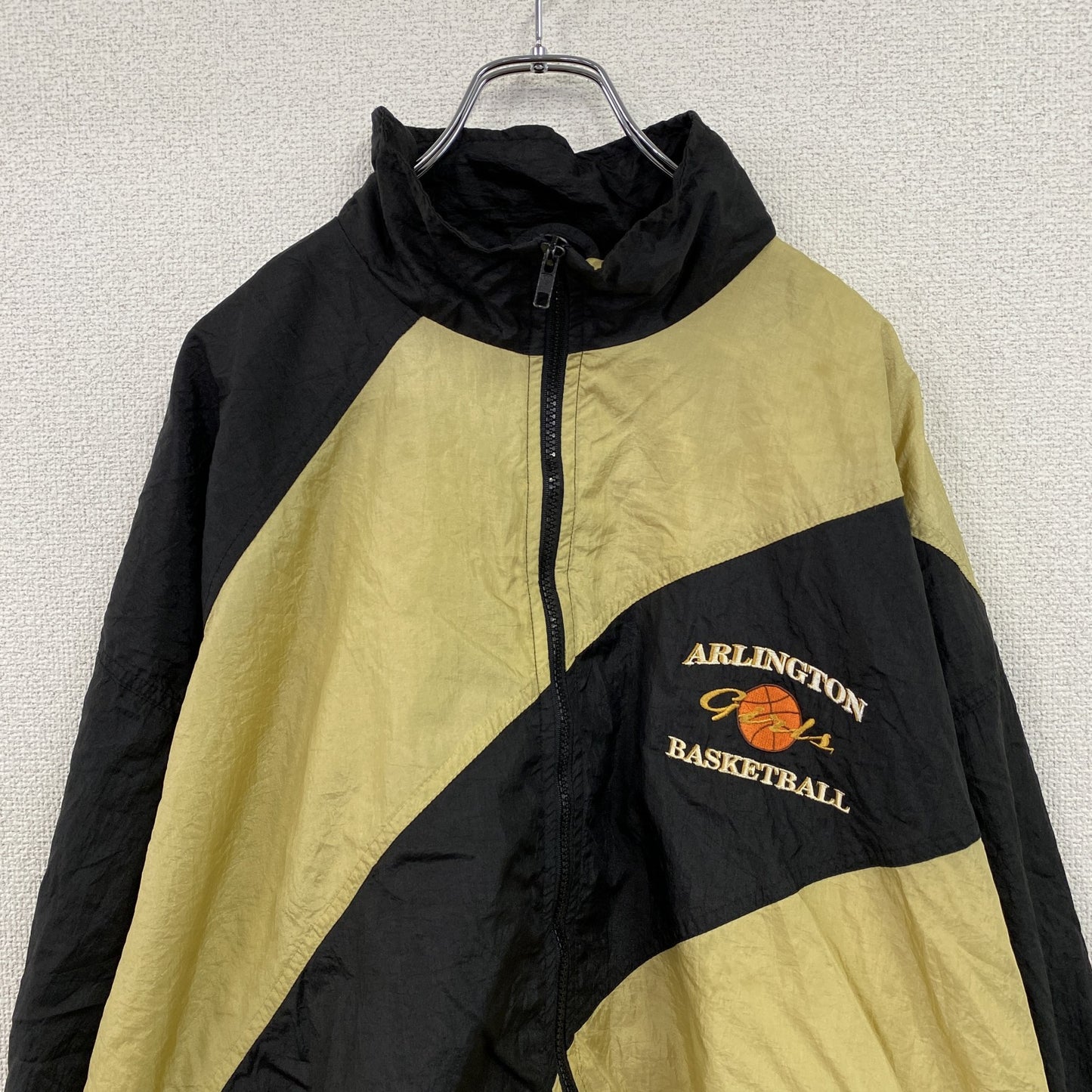 90s～　Tonix　フルジップナイロンジャケット　ヴィンテージ　バイカラー　黒　ブラック　ベージュ　XLサイズ