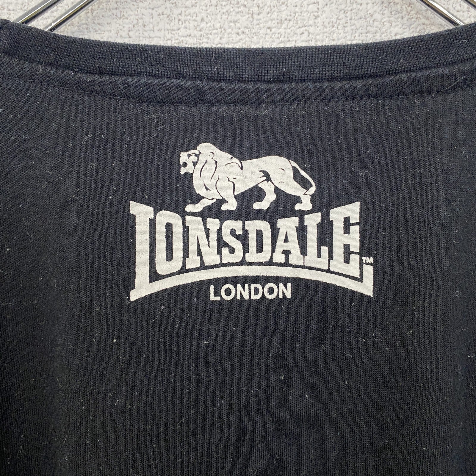 古着 used　LONSDALE　LONDON　ロンズデール　ロンドン　半袖プリントTシャツ　レトロ　黒　ブラック　Lサイズ