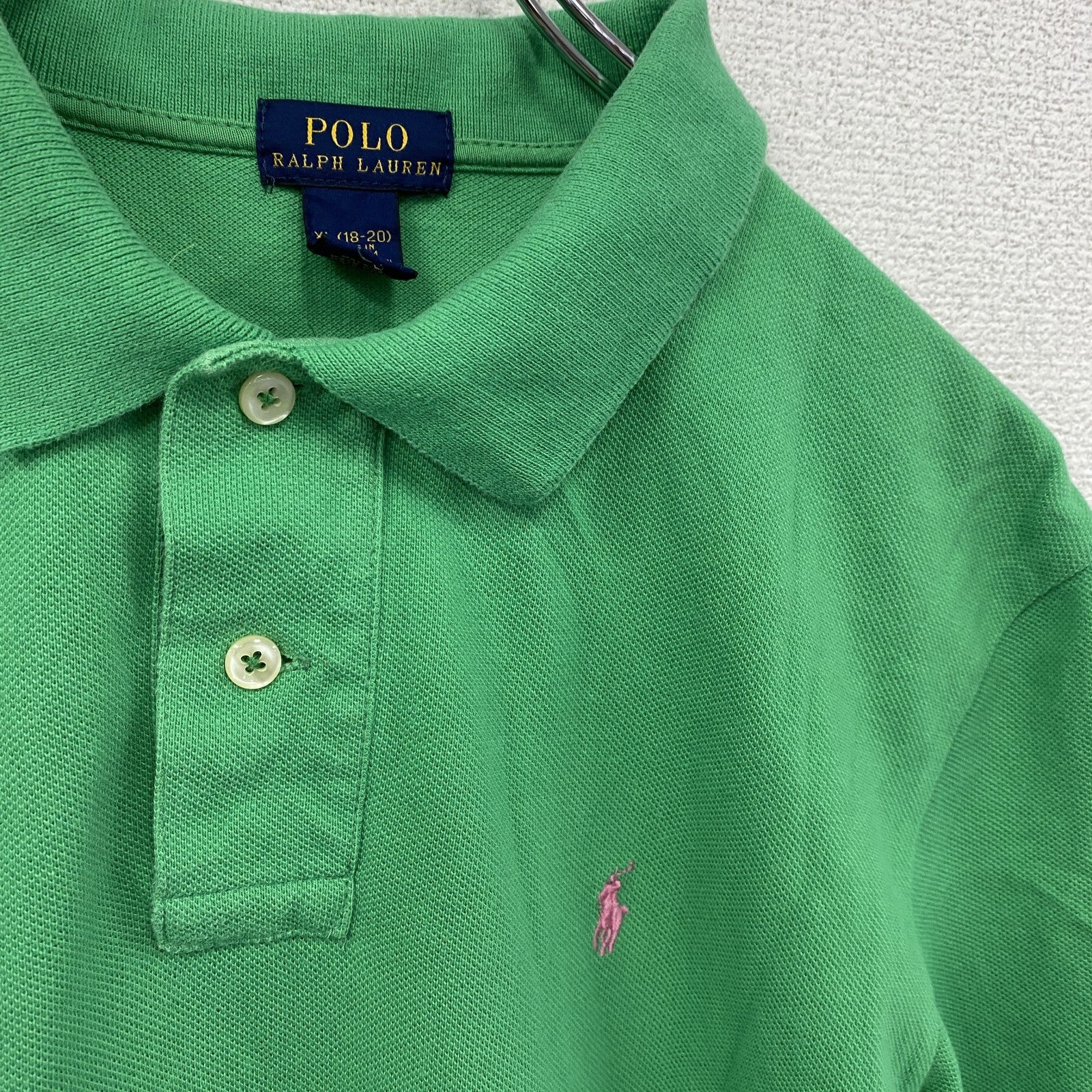 POLO RALPH LAUREN　ポロラルフローレン　半袖ポロシャツ　刺繡ロゴ　緑　グリーン　XLサイズ