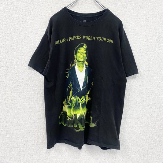 Hanes　ヘインズ　ROLLING PAPERS　半袖プリントTシャツ　黒　ブラック　Lサイズ