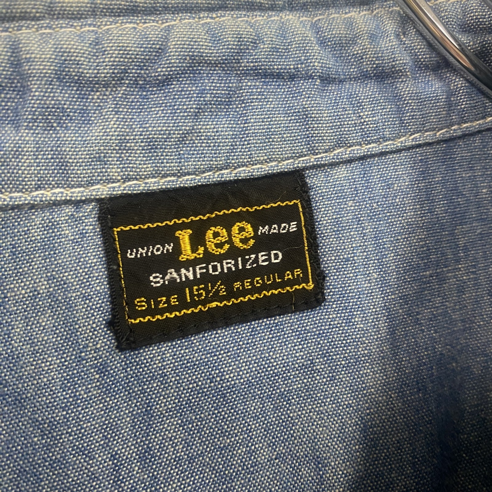 LEE　リー　SANFORIZED　長袖デニムシャツ　2つポケット　無地　インディゴ　Mサイズ
